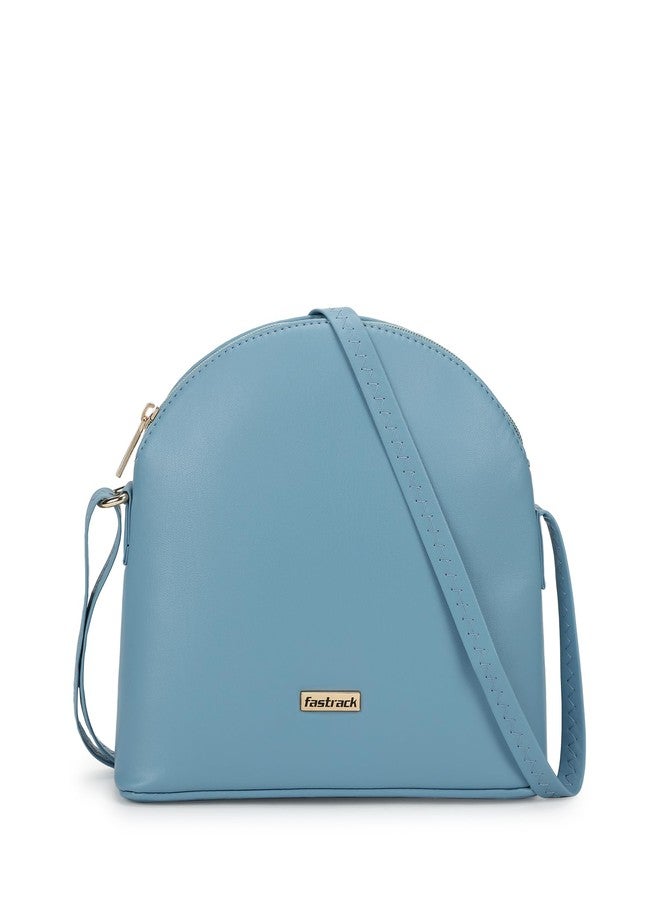 Fastrack Sling Bag For Women | Faux Leather Sling With Adjustable Belt and Quick Access Pocket | Zip Closure and Spacious Interior | Trendy Handbags, Blue - Image 1